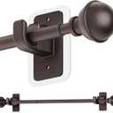 ENJOYBASICS No Drill Curtain Rods for Window 28 to 47 Inches, 5/8 Inch Diameter Renter Friendly Drapery Rod with Adhesive Brackets without Drilling, Adjustable from 27 to 52 Inches, Bronze