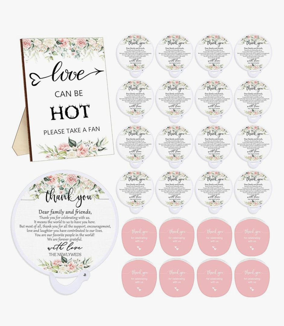Wenqik 100 Set Wedding Favors for Guests Compact Folding Fans Bulk Thank You Gifts for Wedding Souvenirs