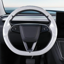Steering Wheel Cover for Tesla Model 3 Highland(2024-Present)/ Model Y Juniper(2025-Present),Anti-Slip,Comfortable Grip,Breathable,Customized for Tesla Model 3/Y Accessories,Bright White