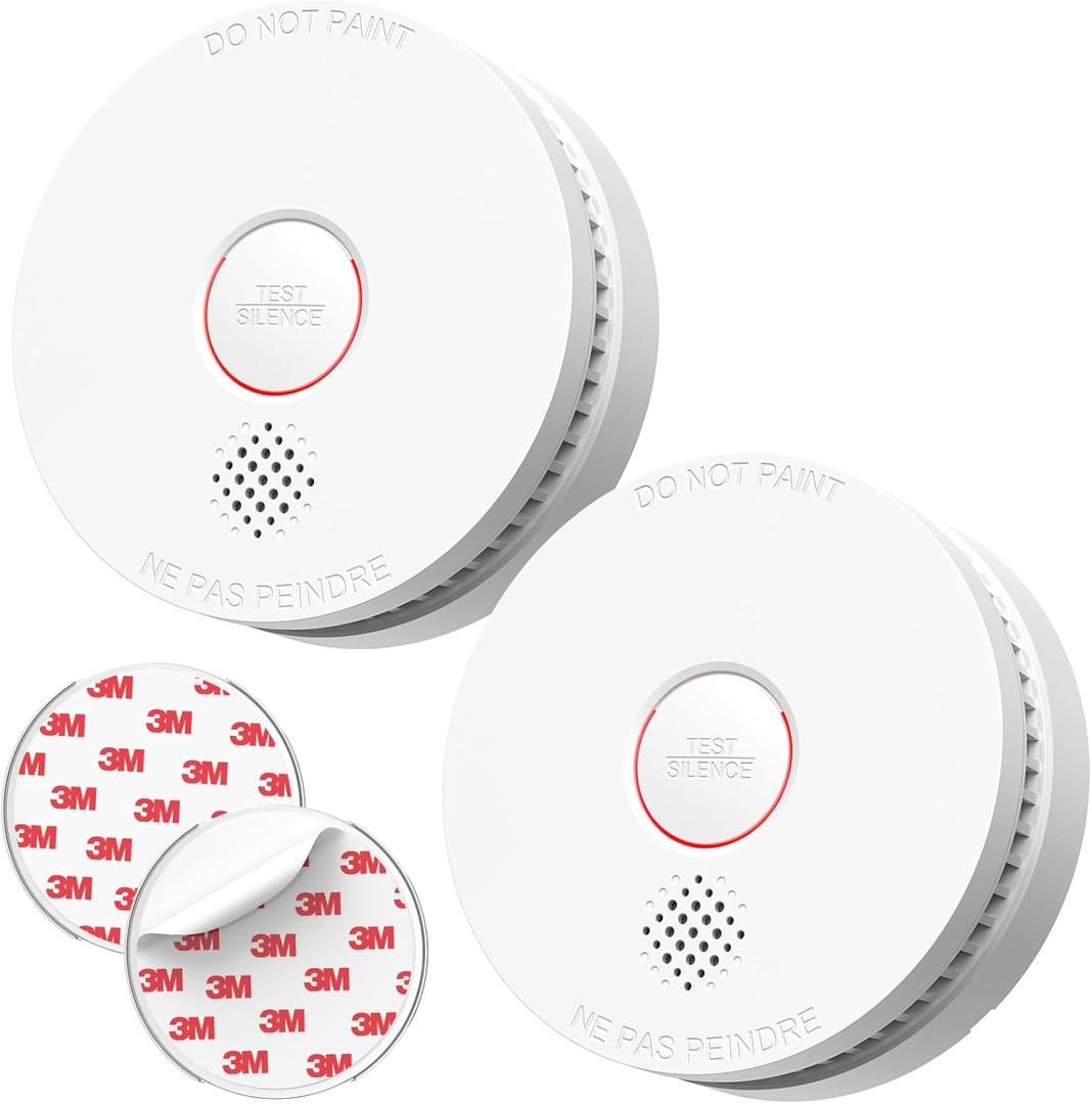 SITERLINK Smoke Detectors, Replaceable Battery Included Smoke Alarms with 10 Hours Silence Button, Photoelectric Sensor Smoke Detector, Fire Detectors for Home,ETL-9th Listed, GS509A 2-Pack