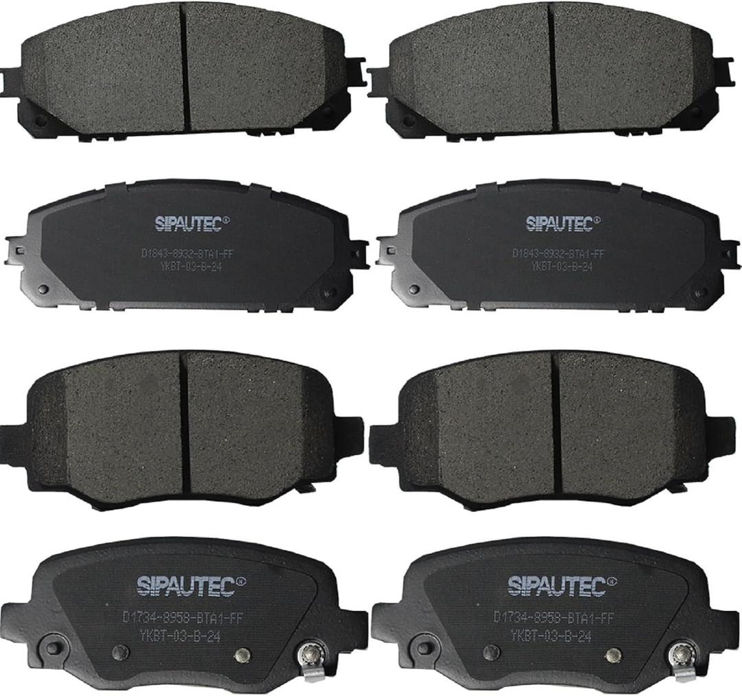 SIPAUTEC-Front & Rear Ceramic Brake Pads Replacement For 2014 2015 2016 2017 2018 2019 2020 2021 2022 Jeep Cherokee With Dual Piston Front Caliper