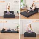 Fvkind Folding Sofa Bed, Foldable Bed Sleeper Chair with Pillow, Convertible Sofa Bed with Washable Cover, Fold Out Couch, Futon Sofa Bed for Living Room, Dorm, Guest Room, Standard Size, Dark Grey