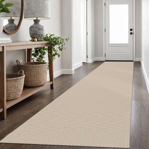 IOHOUZE Washable Exrea Long Hallway Runner Rug 3x16 Non Slip Rubber Backed Kitchen Runner Entryway Runner Indoor, Woven Rugs Floor Carpet for Kitchen Hall Entryway, Cream/Beige