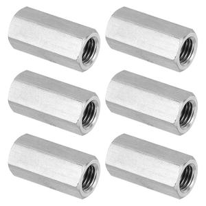 PATIKIL M10 x 1.25-Pitch 304 Stainless Steel Hex Coupling Nuts, 6Pcs 30mm/ 1.2" Length Fully Threaded Rod Coupling Nut Studding Connector Fasteners, Silver Tone