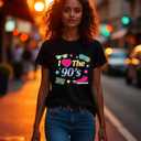80s 90s Outfit for Women Vintage 80s Music Graphic Tshirt Retro 80's Party Short Sleeve Blouse Tops (Black, XL)