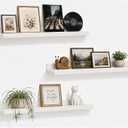 24inch Long Floating Shelves for Wall Decor, 3-Set Shelves with Lip, White