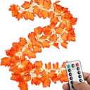 2 Pack Fall Lights - 26Ft 80LED Thanksgiving Decorations with 8 Lighting Modes & Timer - Enlarged Maple Leaves - Battery Operated Waterproof Lights for Indoor & Outdoor Autumn Decor
