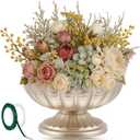1 Pcs Metal Compote Bowl for Centerpiece Flower Holder Small Compote Vase Decorative Indoor Outdoor Flowers Fruits Plant for Valentine's Day Wedding Home Party Decoration (Silver)