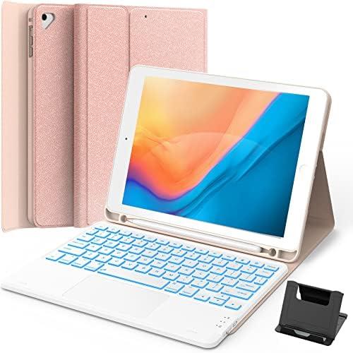 GreenLaw Keyboard case for iPad 9.7 inch, iPad 6th Gen (2018), iPad 5th Gen (2017), iPad Air 2 (2014), 7 Color Backlit, Support 2 BT Devices, Touchpad Keyboard iPad Pro 9.7, Pink