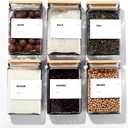 APT 1101 26 oz Glass Storage Jars with Bamboo Lid, set of 6, glass canisters with airtight lids, Clear jars with lids for Cookie, Candy, Tea, Coffee Bean and Rice (White)