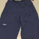 Women Yoga Scrub Pants Straight Mid Rise Elastic Waist Cargo Work Pants with Five Pocket 4-Way Stretch (X-Small, Navy)
