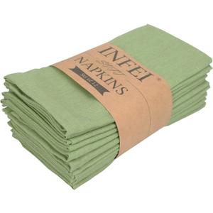 Soft Color Linen Blended Thin Dinner Cloth Napkins - Set of 12 (40 x 40 cm) - for Christmas Events & Home Use (Lime Green)