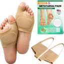 Metatarsal Pads for Women & Men - Adjustable & Non-Slip Ball of Foot Cushion with Gel for Pain Relief, Metatarsalgia, Morton's Neuroma - Foot Pad for Walking, Standing - 1 Pair (Small, Beige)
