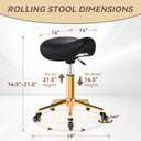 Saddle Stool with Wheels Ergonomic - Thick Wide Saddle Cushion, Healthy Posture No Pain, Easy to Adjust, Smooth Rolling No Creaky Noises, Rolling Swivel Saddle Stool Chair for Salon Massage (Black)