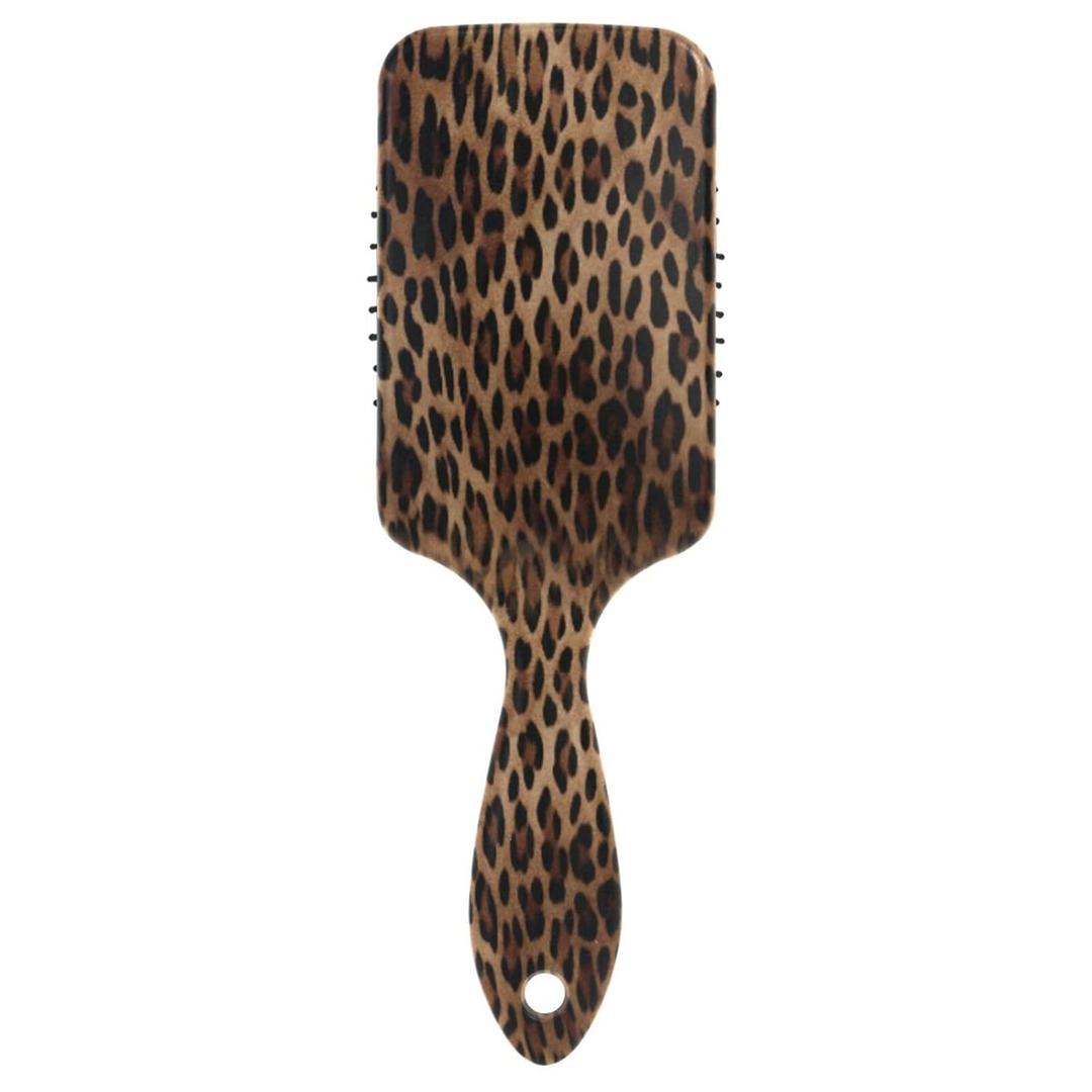 Leopard Print Hair Brush for Men Women Detangling Hairbrush with Smooth Soft Touch Paddle for Massaging Scalp