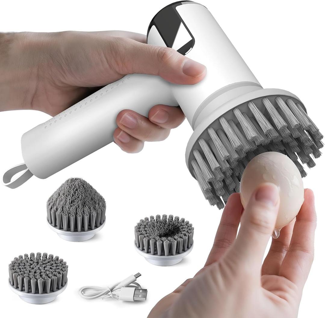 Electric Egg Cleaner Brush Egg Washer for Fresh Eggs & Vegetable Brush with Battery Level Display,2 Speed Settings,3 Replaceable Heads,IPX7 Waterproof, Ideal for Tough-Skinned Vegetables