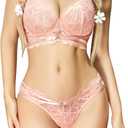 Avidlove Sexy Lingerie For Women Lace Bra and Panty Set Underwire Bra Lingerie Set Underwear, S, Pink
