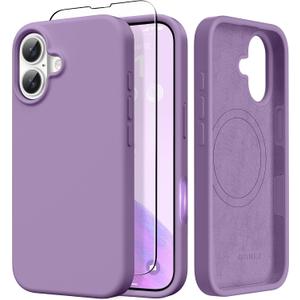 GONEZ Magnetic for iPhone 17 Case, [Compatible with MagSafe] Anti-Scratch Microfiber Lining & Screen Protector, Silicone Camera Control, Shockproof Slim Phone Cover 6.3 inch, Light Purple