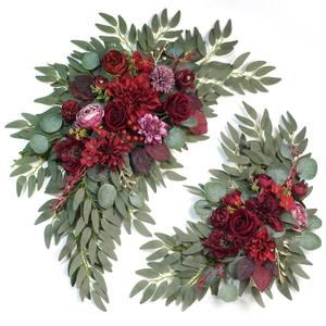 Artificial Wedding Arch Flowers Kit(Pack of 2) for Wedding Arch, Bridal Shower, Ceremony and Reception Backdrop Decoration (Burgundy)