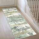 Runner Rug for Hallway Kitchen, 2'6"x4' Machine Washable Runners Rug for Entryway, Soft Modern Abstract Throw Rugs, Low Pile Floor Cover with Non Slip Backing, Light Green