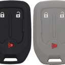 2pcs 3 Buttons Rubber Remote Smart Key Fob Case Cover Skin Protector Holder Jacket Compatible with GMC Acadia 2017 2018 2019 2020 2021 Black Gray
