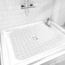 AmazerBath Shower Mat Non Slip 21 x 21 Inches, Square Shower Mat with Suction Cups and Drain Holes, Shower Stall Mat Machine Washable (Clear)