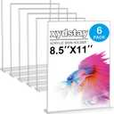 xydstay 6pack Acrylic Sign Holder 8.5 X 11, Vertical T Shape Clear Plastic Menu Holder, Unbreakable Table Sign for Restaurant, Office, School, Store and Home Use