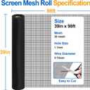 Black 304 Stainless Steel Screen Mesh Roll 39IN x 98FT, Heavy Duty Window Screen Replacement, 20 Mesh Metal Window Screen for Patio Porch Door, Pet Resistant Screen Mesh