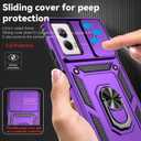 for Moto G 5G 2024 Case, Moto G Play 5G 2024 Case, Soft Silicone Rubber Bumper Hard Plastic Phone Case with Sliding Camera Lens Cover+360 Rotatable Kickstand Ring+HD Screen Protector Purple