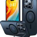 TORRAS for iPhone 15 Pro Max Case, Compatible with MagSafe, Military-Grade Shockproof, Build in Invisible Stand, Magnetic Translucent Slim Hard Back Soft Edge Anti-Scratch, Frost Black