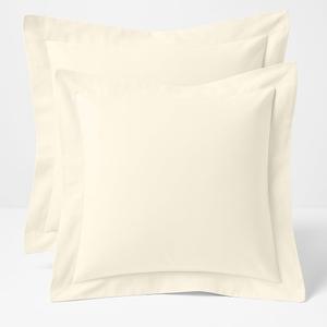 2 Pack Euro Pillow Shams 26x26  600 Thread Count 100% Organic Cotton Ivory Square Pillow Covers with 2 Inch Flange, Soft & Smooth Premium Hotel-Quality Pillowcases Set of 2
