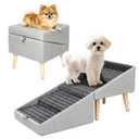 VUKJLOP Dog Ramp for Couch Sofa and Low Bed, 13.5"H 2-in-1 Foldable Split Ottoman&Steps, Non-Slip Wooden Pet Stairs for Small Senior Injured Dogs & Cats