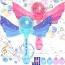 Princess Bubble Wand Set of 2 for Boys and Girls Gift Aged 3-8,Automatic Bubble Machine Blower Toys with Light and Music for Outdoor Party Wedding Birthday Gift,4 Bottles of Bubble Solution Included