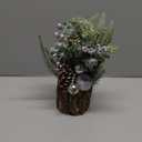 Small Christmas Tree Tabletop, Christmas Ball Pine Needle Pine Nut Decor Artificial Christmas Ornaments Decoration Xmas Decor for Home Indoor (Silver, 9.84 * 3.54 inches)