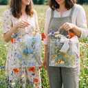 SilTriangle 30 Pcs Wildflower Gift Bags with Handle 7.8 x 7.8 x 3.1'' Clear PVC Spring Gift Bags with Bow Ribbon Reusable Floral Plastic Goodie Tote Bag for Bridal Baby Shower Birthday Tea Party Favor