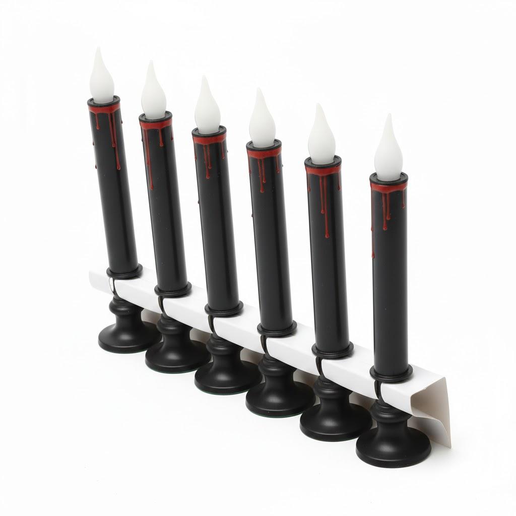 Black Taper Candles Flickering, Pack of 6 
