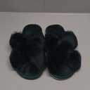 Women's Cross Band Fuzzy Slippers Fluffy Open Toe House Slippers, US 5-6