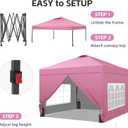 GDY 10x10FT Pop-Up Canopy Tent — with 4-Side Walls & Vented Top, Portable Outdoor Event Tent for Garden, Poolside, Parks, Parties,Camping, Pink.