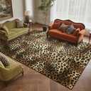 DweIke Leopard Rugs for Living Room, 8x10 Cheetah Print Rug for Bedroom Decor, Washable Non-Slip Stain Resistant Faux Animal Throw Carpet for Dining Room Office Western Home, Dark Brown