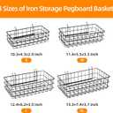 4 Pack Pegboard Baskets Hooks Set, Square Style 4 Size Peg Board Organizer Basket Bins Accessories for Workbench,Garage Storage,Tool Hanger