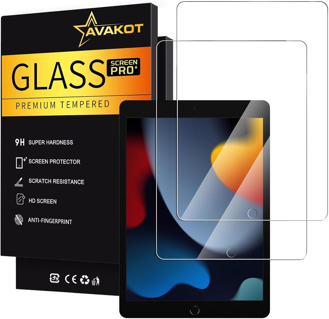 avakot 2 Pack Screen Protector for iPad 10.2, Tempered Glass Film Compatible with iPad 9th Generation 10.2 Inch 2021/2020/2019 Anti-Scratch Sensitive Dropproof Screen Protector for iPad 8th/7th Gen