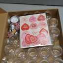 Remerry 24 Set Valentine's Day Mason Jar for Candy Cookie 5 oz Clear Plastic Jars with Lids Red Love Heart Stickers Gift Tags for Valentines Party Favor Classroom Exchange Gifts
