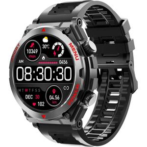 Smart Watch with Phone Function, Make/Answer Call AI Voice Control, Smartwatch with 28 Sport Modes Pedometer Fitness Watch for Android and iOS Phones Men Women (Round, Black)