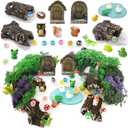42 Pcs Miniature Fairy Garden Accessories, Fairy Door, Miniature Tree Stumps and Tiny Resin Animal with Moss for DIY Craft, Lawn, Fairy Garden Decor