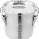 DYNAMI 304 Stainless Steel Containers With Lid,202oz Airtight Flour Container for Kitchen,5-10lbs Metal Airtight Canisters Milk Jug Coffee Bean Cookies Canisters w/Locking Clamp (6L/1.6Gal)