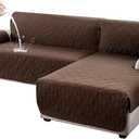 Genina Sectional Couch Covers for Dogs L Shaped Sofa Covers Chaise Lounge Cover Reversible Couch Covers for Sectional Sofa L Shape Furniture Protectors Cover for Pets, Kids (Chocolate, X-Large)