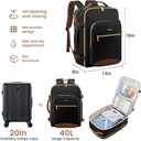 LOVEVOOK 40L Large Travel Backpack for Women Men, 17 Inch Carry on Backpack for Traveling on Airplane, Personal Item Bag Airline Approved, Business Causal Weekender Backpack, Black-Brown, 40l-17.3 Inch-4pcs