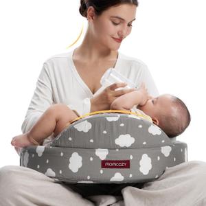 Momcozy Innovative Safety Fence Nursing Pillow - Firm & Springy Memory Foam - Stable, Ergonomic Support & Comfort - Wider Breastfeeding Cushion, Adjustable, Removable Cover, Baby Safety Certified (Cloudhug)