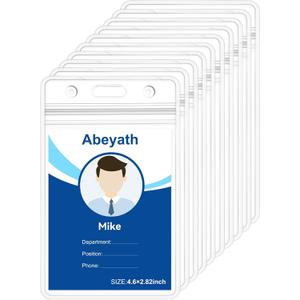 50Pack Extra Thick ID Card Name Badge Holder Heavy Duty Waterproof Clear Plastic PVC Vertical Sleeve Pocket Resealable 4.6x3.82inch