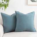 PANDICORN Light Blue Linen Throw Pillow Covers 20x20 Inch Natural Soft Textured Modern Farmhouse Decorations Decorative Throw Pillows Cases Cushion Covers Set of 2 for Bed Living Room Couch Sofa Decor